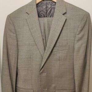 Joseph Abboud grey 36S 30 wool spandex stretch suit slim skinny fit tailored